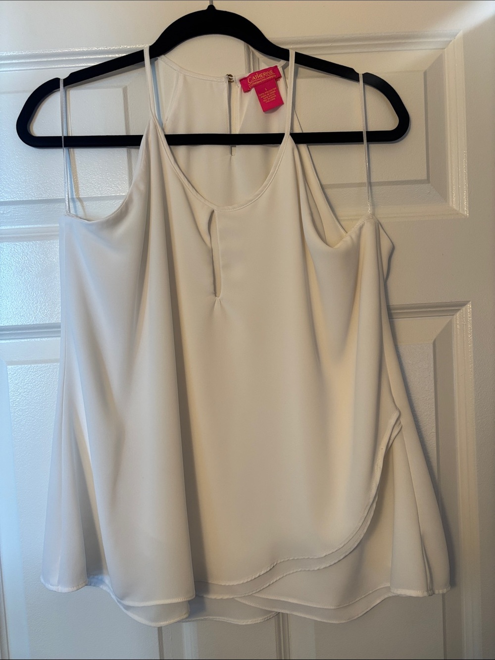 Catherine Malandrino White Cold-Shoulder Layered Camisole